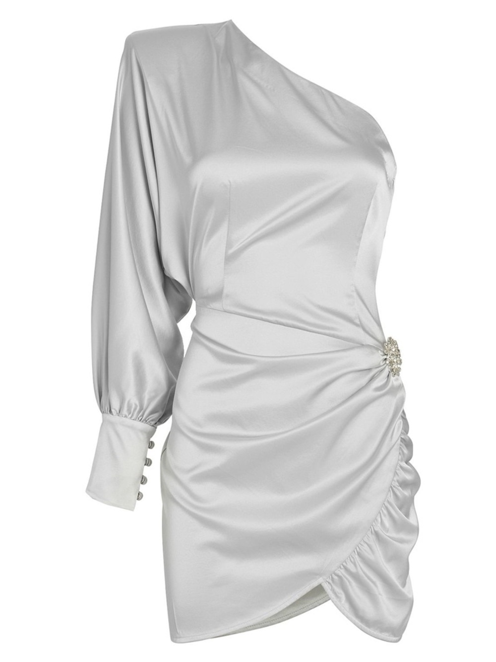 Retrofete Drisana Silk Satin Ruched Brooch Dress XS NWT